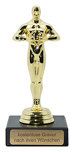 Deitert Siegerfigur inkl. Gravur mit Ihrem Wunschtext - Größe: 14,5 cm - das Geschenk für Männer und Frauen - personalisierte Trophäe im Filmpreis-Award Look