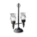 Loberon Windlicht Oiusseau, authentischer Antik-Look, blütenförmige Kelche, elegant & zugleich rustikal, Kerzenhalter, Dekoration, Eisen, Glas, antikschwarz