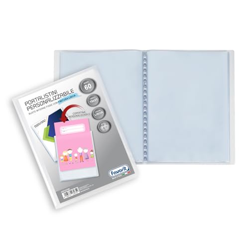 Favorit 400133188 Sichtbuch mit festen Umschlägen und Fronttasche, personalisierbar, für 60 Blätter, A5, transparent