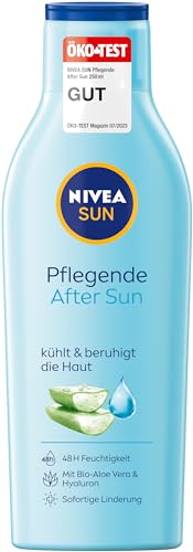 NIVEA SUN Pflegende After Sun Lotion (250 ml), Lotion mit hautberuhigender Wirkung nach dem Sonnenbad, After Sun mit Bio-Aloe Vera und Hyaluron für 48h Feuchtigkeit