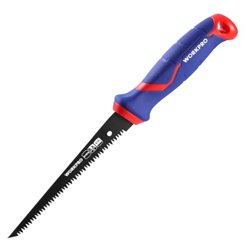 WORKPRO 150mm Hand-Stichsäge, Mehrzweck-Stichsäge aus Bi-Metall, Trockenbausäge für schnelle Schnitte, Dreifachkanten-Handsäge für Wandplatte, Trockenbau, Zementplatte, 8TPI