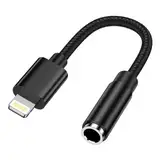 Kopfhörer Adapter für iPhone, [MFi Zertifiziert] Lightning auf 3,5mm Klinke Adapter, iPhone Aux Adapter Dongle Audio Kabel Splitter kompatibel mit iPhone 14 Pro Max/14 Plus/14/13/12/11/SE/X/XS/XR/8