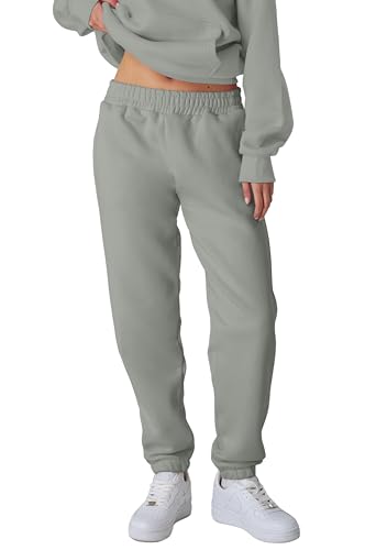 Smith & Solo Jogginghose Damen – Baumwolle Frauen Winter Sporthose, Laufhosen Fitness High Waist, Sweatpants Freizeithose Lang, Jogging Hose Trainingshose Warme Modern Grau/L