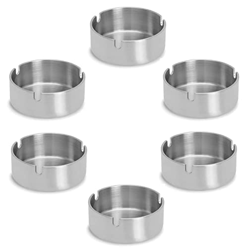 Edelstahl Aschenbecher, Runder Zigarrenaschenbecher, Moderne Tischplatte Aschenbecher, für Home Büros Hotels Restaurants Innenraum und Draußen,6 Stücke