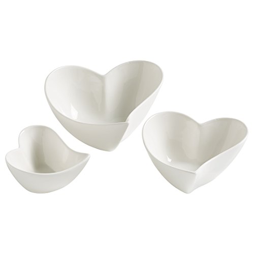 Maxwell & Williams JX57906 Schalenset 3 tlg – Porzellan Weiß – Heart – 3x Herzform in verschiedenen Größen – Geschenkbox