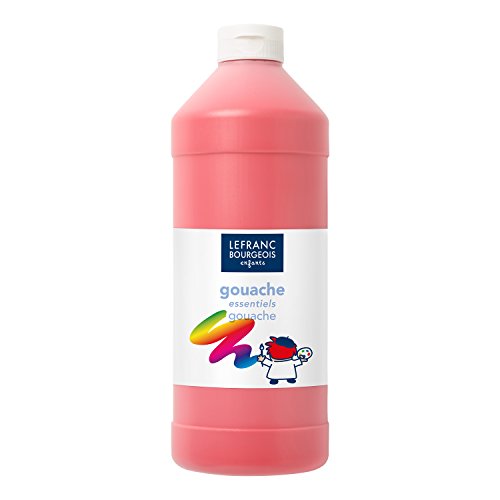 Lefranc Bourgeois 188515 Value Kinder Gouachefarbe auf Wasserbasis, leuchtende Farben, deckend, gebrauchsfertig, abwaschbar, Dosieröffnung, 1000ml Flasche - Primärrot