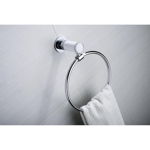 Qobobo Handtuchring Edelstahl 304 Handtuchhalterung Handtuchhalter Rund moderner Stil für Badezimmer Wohnzimmer Küche, Matt Chrom Badezimmer-Zubehör Bohren
