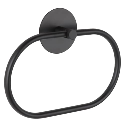 Meplait Handtuchring, Selbstkleber Bad Handtuchhalter aus Edelstahl Handtuchhalter Wand Handtuchhalter ausgestattet Badezimmer Zubehör (Schwarz)