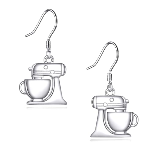 YAFEINI Kaffee maschine Ohrring 925 Sterling Silber Kaffee maschine Dangle Ohrring Schmuck Geschenke für Frauen Kaffee Liebhaber