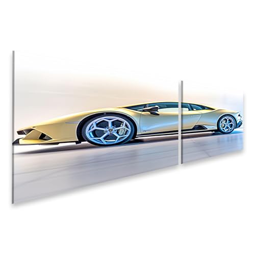 islandburner Prime Bild auf Leinwand Gelbes Luxus Sportauto in Ausstellung für Wohnzimmer Autoenthusiasten Luxusautohändler Bilder Wandbilder Poster
