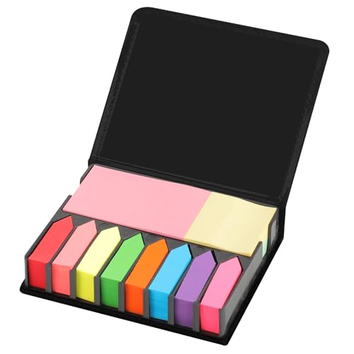Notizzettel Set – 2000 Stück, 12 Farben, 3 Größen, Zettelboxen mit Haftmarkern, Pfeil- und Seitenmarkern, inklusive Notizzettel Box und PU Etui – Bürobedarf, Bürozubehör, Büromaterial