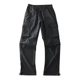 Ein Paar Hosen! Frühling Sommer Herren Outdoor Dünne Lose Arbeitsanzug Freizeithose Elastische Taille mit geradem Bein Herren Cargo Hose Jeans Kurz Haremshose Herren Baggy Hose Herren (Black, XXXL)