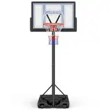 Yohood Basketballkorb Outdoor, Verstellbare Korbhöhe von 135 bis 305 cm, Basketballständer mit 111x72cm Rückwand, für Kinder Jugendliche Erwachsene im Hinterhof/Auffahrt/Innenbereich