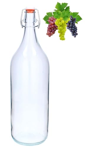 lilawelt24 2L Leere Glasflasche Zum Befüllen | BügelFLASCHE| Likörflaschen |Essig-Öl Flaschen | Schnapsflaschen |Karaffe |Wasserflasche|Milchflasche BÜGELVERSCHLUSS