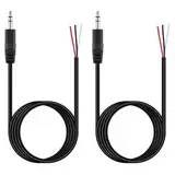 Greluma 2 Stk 3,5mm Stecker auf blanken Draht mit offenem Ende, 1,5 m TRS 3 poliger Stereo Klinkenstecker mit 1/8 Zoll Stecker für die Reparatur von Audiokabeln
