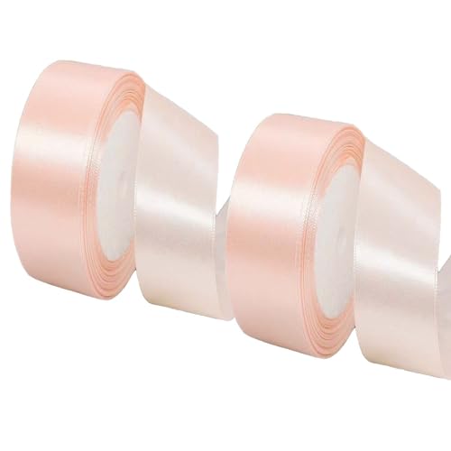 FLEXNOVA 2 Stück Champagner Rosa Geschenkband, 40mm X 22m Champagner Rosa Satinband, Schleifenband für Blumenstrauß Wickeln, DIY Crafts, Geburtstag & Hochzeit Veranstaltungsort Dekoration Band