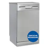 Exquisit Geschirrspüler, 9 Maßgedecke, Spülmaschine 45 cm, Power+, ECO-Modus, Geschirrspüler 45 cm, GSP59109-030E silber