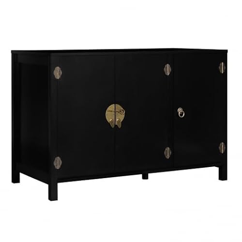 IDMarket - Sideboard Yang 3 Türen Holz schwarz