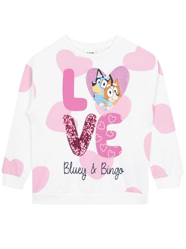 BlueY Pullover Mädchen | Bingo Kinder Pullover Mädchen | Baumwolle Sweatshirt Mädchen | Weiß 122