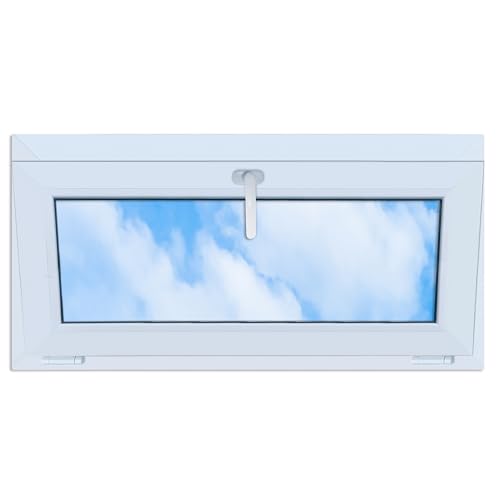 LORAC | Kunststofffenster weiß 1000x500mm, 100x50cm, kippbar, Standard-Fenster mit 2-fach Verglasung, energiesparend, Kellerfenster mit CE-Zertifikat, ideal für Wohnräume und Keller