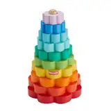 Fisher-Price Ring-Stapelspielzeug aus Holz für Kleinkinder, 10 Holzteile für Stapelspielspaß für Kinder ab 18 Monaten, HXT77
