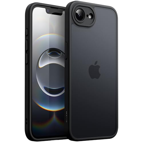JETech Matt Hülle für iPhone 16e 6,1 Zoll 2025, Stoßfest Militärstandard FallSchutz, Mattierte Transluzente Rückseite Handyhülle, Anti-Fingerabdruck (Schwarz)