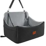 Wooaidagg Dog Car Seat for Large Size Dog,Super Soft Car Dog Bed Filling in Memory Foam and 3 Adjustable Straps,Washable Car Seat for Dogs with Safety Belt Loops and Storage Pocket(Black/Grey,Large)