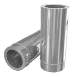 Edelstahlschornstein Wanddurchführung 500 mm DW 150 kürzbar mit Wandfutter inkl. Klemmband
