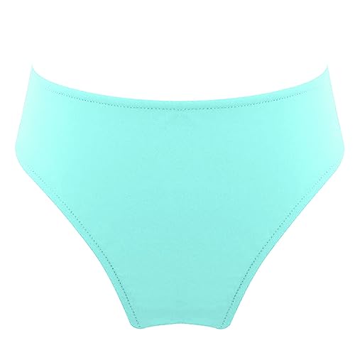 FEESHOW Kinder Mädchen Badehose Bikinihose Hoher Taille Bikini Schwimmen Slip Schwimmbekleidung Unterteil Höschen A_Hellblaugrün 122-128