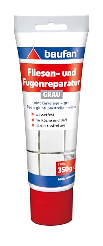 Baufan Fliesen- und Fugenreparatur grau 350g - Wasserfeste Renoviermasse mit optimaler Haftung, Fugenfüller für schnelle Reparaturen in Küche und Bad