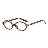 ULELA DIKML Retro-Brillenrahmen ohne Sehstärke für Damen, ovale, kleine Sonnenbrille für Damen und Herren, modische Retro-90er-Vintage-Brille, Braun