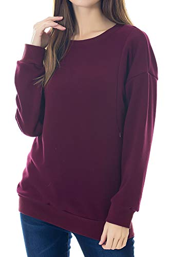 Smallshow Pflege Sweatshirt Langarm T-Shirt Bluse Stillen Pullover Tops Stillshirt Wine S