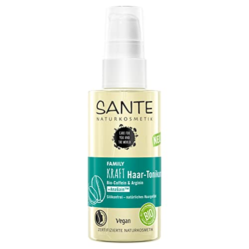 SANTE Naturkosmetik Kräftigendes Ansatzspray gegen Haarverlust, Kopfhautbehandlung für gesundes und volles Haar, Mit Bio-Coffein, Arginin und AnaGin, Kraft Haar-Tonikum, 1 x 75 ml