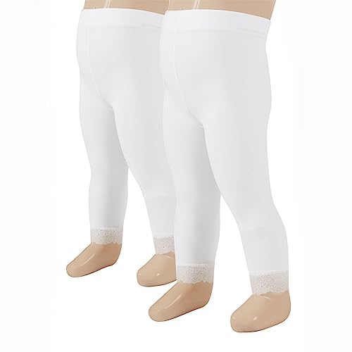 2 PAAR MIKROFASER BABY LEGGINS MIT SPITZE | 12/18/ 24 Monate | 50 DEN | SCHWARZ, WEISS | ITALIAN HOSIERY | (12 Monate, Weiss)