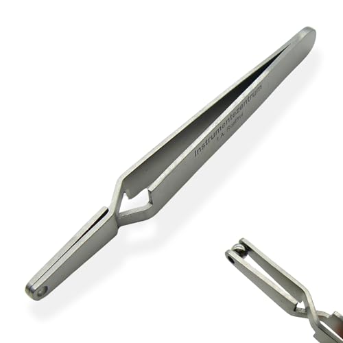 Kugelhalterpinzette F1 - für Kugeln ab 4 mm - selbsthaltend, Länge 11 cm - Piercing Kugel Aufdreher - Piercing Zange