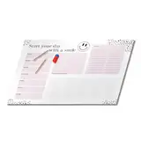 PRIMUS PRINT - Design Schreibtischunterlage Papier - DIN A2 Unterlage Schreibtisch - Abreißblock - 80g Dickes Naturpapier - Stabiler Papprücken - 25 Blatt - [ Motiv: Smilie ohne Fußleiste ]