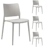 PAPATYA Joy-S 4er-Set Designer- Kunststoffstuhl, 200 kg belastbar, Leichter stapelbar Gartenstuhl, wetterfester Balkonstuhl, Terrassenstuhl, Hotelstühle, Restaurantstühle, Stapelstuhl (Hellgrau)