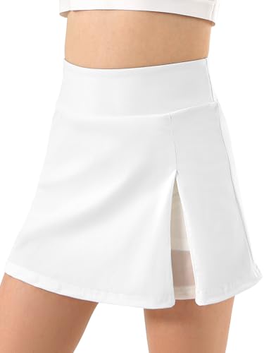 GroYolan Mädchen Tennisrock Hohe Taille Sportrock Golf Skorts Atmungsaktiver Mesh Hosenrock Mädchen A-Linien Golfrock mit Innenhose