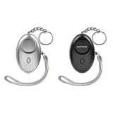 AMATHINGS 2er Set Taschenalarm Schwarz / Silber 140 dB Schlüsselanhänger Alarm mit LED-Licht – Panikalarm Schlüsselanhänger zur Selbstverteidigung – Alarmgeräte für die Handtasche