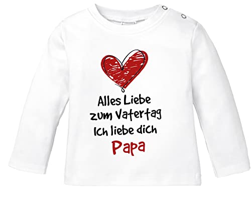 MoonWorks® Baby Langarmshirt mit Spruch Alles Liebe Papa Vatertagsgeschenk Jungen Mädchen Shirt weiß 56/62 (1-3 Monate)