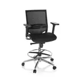 hjh OFFICE 657618 Arbeitsstuhl TOP Work 78 Netzstoff Schwarz Counterstuhl ergonomisch, Armlehnen & Sitztiefe verstellbar