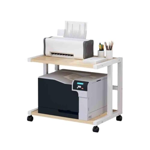 Doppelschichtiger Druckerständer mit Rädern für das Home Office. Multifunktionales Lagerregal zum Ordnen von Druckern und Kopierzubehör