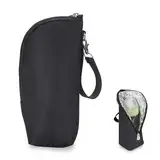 HOTMNTY Baby Flaschenwärmer Tasche,Milchflasche Isoliertasche,Baby Flaschen Isolierbeutel,Tragbare Isoliertasche für Babyflaschen,Universal Babyflaschenwärmer Tasche mit Lanyard (Schwarz)