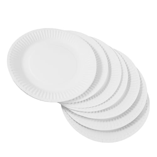 OSALADI 10 Stück Weiße Papiertabletts Zum Ausmalen Von Papiertellern Malteller Farbige Zeichnungen Kleinkinder Aquarell Party Essenstabletts DIY Zubehör Färbbare Tabletts