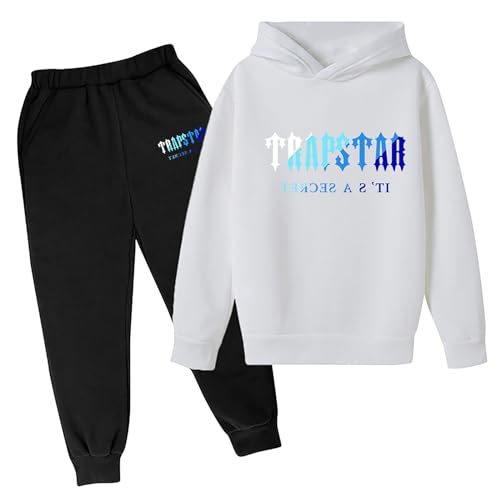 BFTHWY Tracksuit Herren Trainingsanzug Kinder Trapstar Hose Kinder Anzug Kinder Anzug Jungen Anzüge Kinder Jungen Jogginganzug Mädchen 152 Beige Sportanzug Mädchen Tracksuit Y2K Weiß