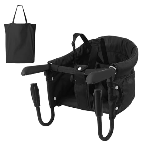 Surplex Tischsitz Faltbar Babysitz, Baby Hochstuhl Sitzerhöhung mit Transporttasche, für Kleinkind Carrier für zu Hause und Unterwegs, Belastbar bis 15 kg (Schwarz)