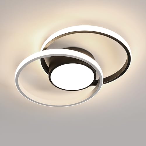 Riserva Deckenleuchte LED Rund, 42W Deckenlampe Modern, 4500K Natürliches Licht, LED Deckenbeleuchtung Schwarz für Schlafzimmer, Flur, Halle, Küche, Esszimmer