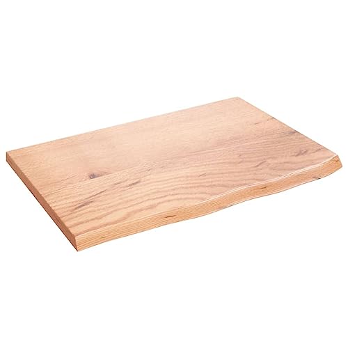 vidaXL Waschtischplatte, Multifunktional Arbeitsplatte mit Naturkante, Waschtischkonsole Tischplatte für Badezimmer, Holzplatte Platte, Hellbraun 60x40x2 cm Massivholz Behandelt