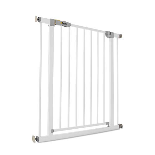 Hauck Türschutzgitter / Treppenschutzgitter für Kinder Stop N Safe 2 Safety Gate / ohne Bohren / 75 - 80 cm breit / erweiterbar mit separater Verlängerung / Metall Gitter / weiß