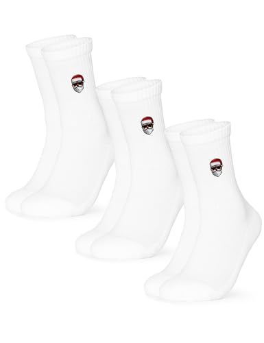 Occulto Damen & Herren Weihnachts Tennissocken 3er Pack (Modell: Claus) Bad Santa 39-42